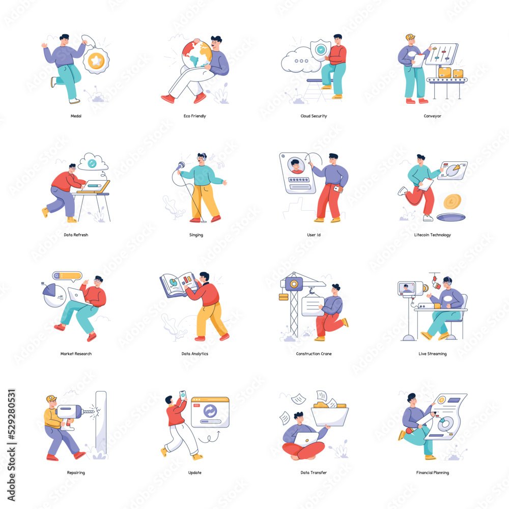 Pack of Business and Economy Flat Illustrations

