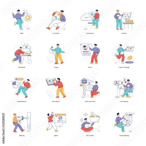 Pack of Business and Economy Flat Illustrations  