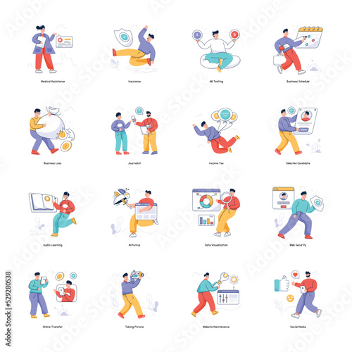 Pack of Business and Web Flat Illustrations

