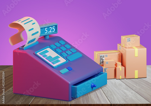 Cash register in store. Bil...