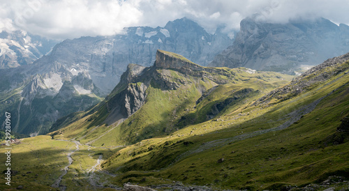 Alpine Panorama of Poganggenhorn mountain in the Bernese Alps in Switzerland © Tomas Bazant