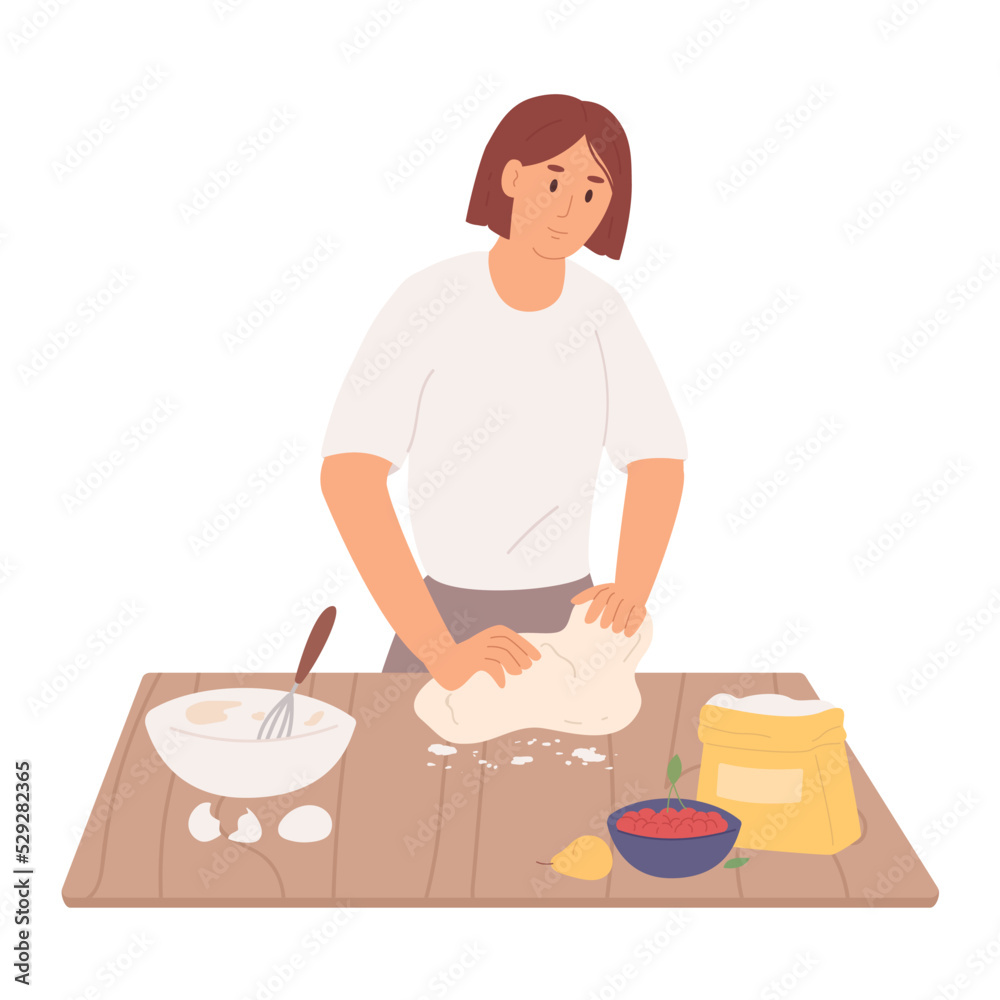 Woman kneading the dough on table. Cooking bakery, cakes, pies. Woman kneading the dough on table. Cooking bakery, cakes, pies.
