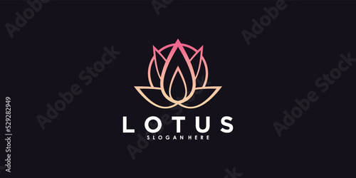 lotus logo design with creative concept premium vector