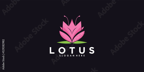 lotus logo design with creative concept premium vector