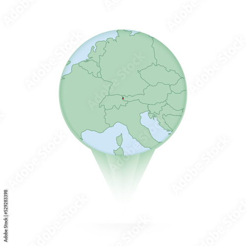 Liechtenstein map, stylish location icon with Liechtenstein map and flag.