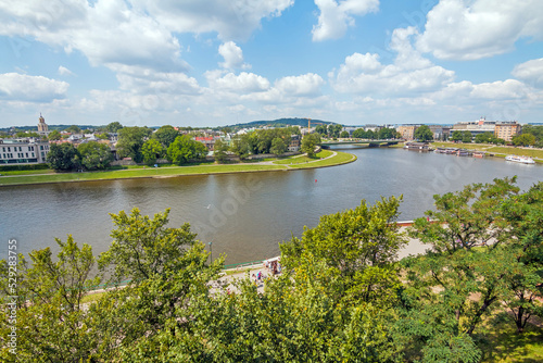 Aerial view from The Wawel Royal Castle. A castle residency located in central Krakow. Wawel Royal Castle and the Wawel Hill constitute the most historically and culturally important site in Poland. © johnkruger1