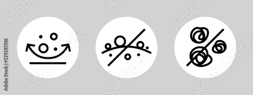 The fabric icon does not roll (pellets). Pictogram for web or marketplace, clothing category. Isolated vector illustration on a white background.