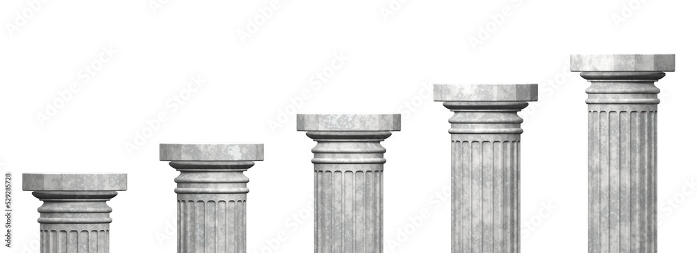 Five white marble columns Five white marble columns