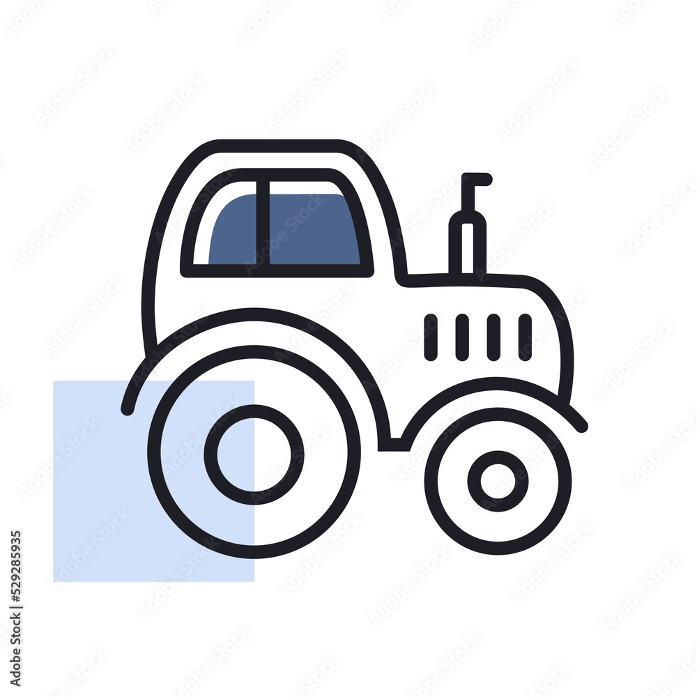 Tractor vector isolated icon. Farmer machine Tractor vector isolated icon. Farmer machine