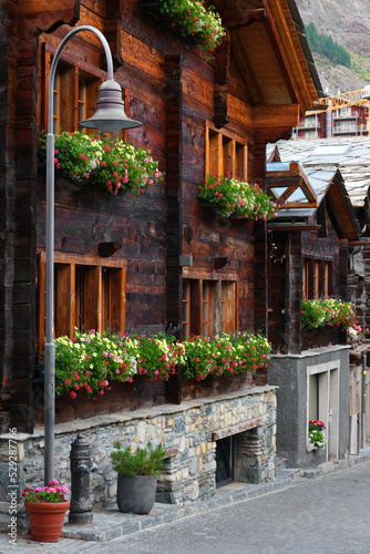Traditional wooden architecture in Zermatt, Switzerland, Europe © Rechitan Sorin