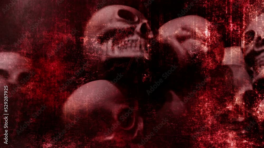 Red skulls horror looping animated twenty second background