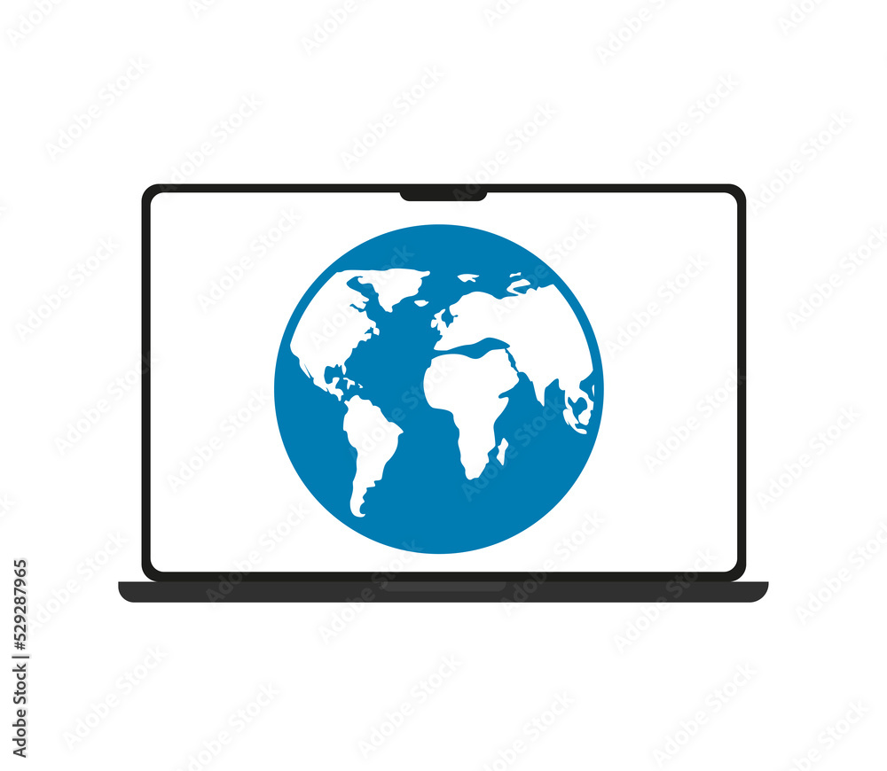 Laptop and planet earth. Vector illustration Laptop and planet earth. Vector illustration