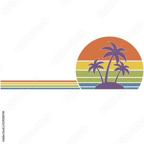 Vintage Retro Hawaii Beach Palms