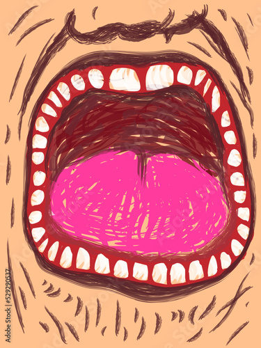 Screaming, open mouth screaming, vector illustration.