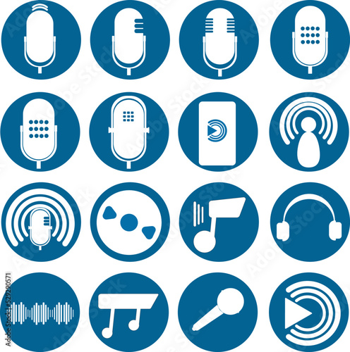 Collection of podcasting icons, modern and retro devices- Nice design, vector illustration for Podcast Day and Radio day.