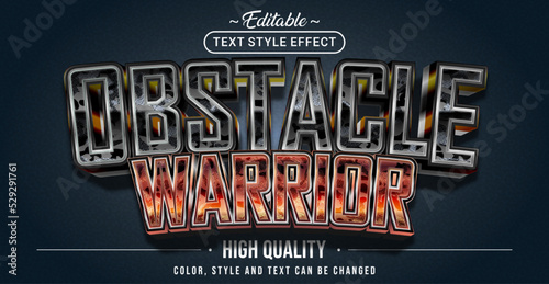 Editable text style effect - Obstacle Warrior text style theme.