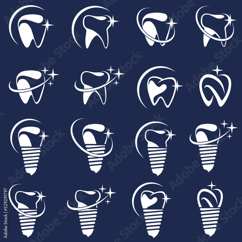 abstract dental icon collection for dental clinic