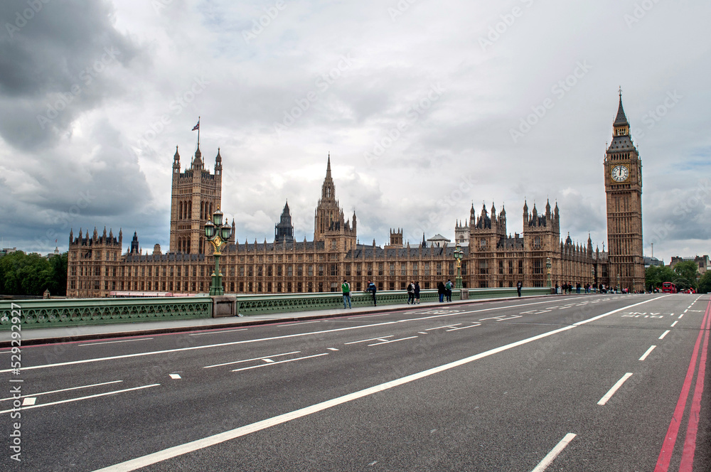 The British Parliament in Westminster from the bridge