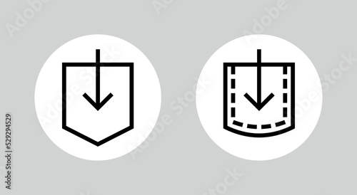 Big or deep pocket icon. Pictogram for web or marketplace, clothing category. Isolated vector illustration on a white background.