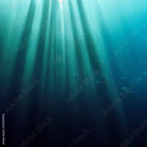 underwater scene with rays of light