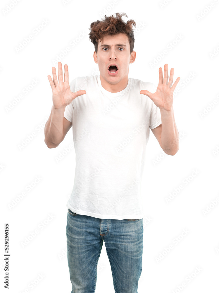 Shocked young guy with his mouth open Shocked young guy with his mouth open