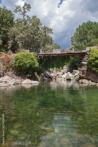 La Maquina Natural swimming pool. Crystal-clear waters spot in the heart of La Vera County   Caceres  Extremadura  Spain