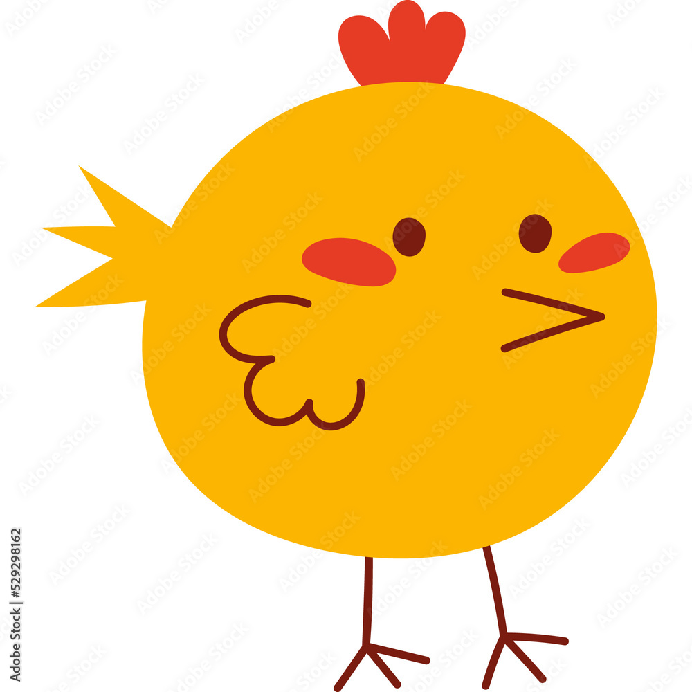 Hand drawn cute chicken. Cartoon colorful farm domestic bird Hand drawn cute chicken. Cartoon colorful farm domestic bird