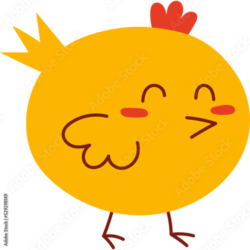 Hand drawn cute chicken. Cartoon colorful farm domestic bird