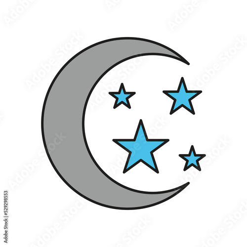 Moon colored icon. Simple color element illustration. Moon concept outline symbol design from Cosmos set. Can be used for web and mobile on white background