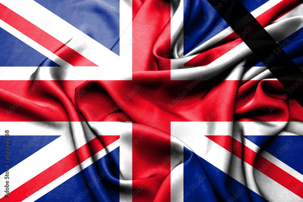 Αυτοκόλλητο flag of the united kingdom mourning the death of queen elizabeth ii, copy space,