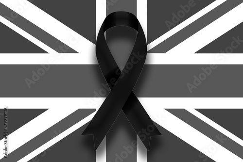 Stampa su tela flag of the united kingdom mourning the death of queen elizabeth ii, copy space,