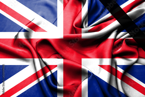 flag of the united kingdom mourning the death of queen elizabeth ii, copy space, september