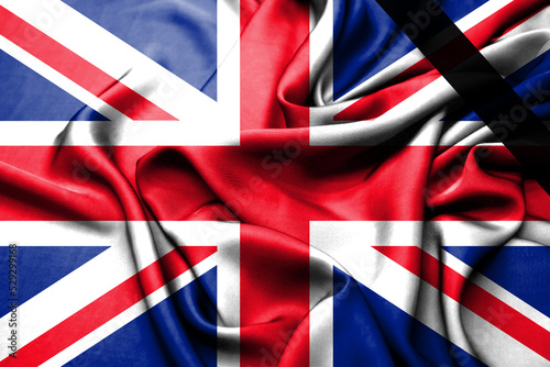 Εκτύπωση καμβά flag of the united kingdom mourning the death of queen elizabeth ii, copy space,