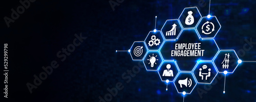 Internet, business, Technology and network concept. Employee engagement. 3d illustration.