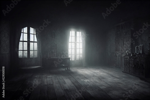 Fotografering Creepy room, Haunted house, abandoned mansion