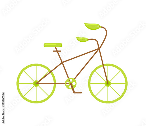 Bicycle eco-friendly clean transport health sport green flat. Logo icon healthy lifestyle no exhaust clean energy human maintenance sports brand store sticker careful preservation natural resources