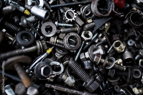 Overhead view of nuts and bolts