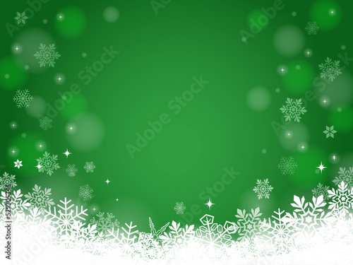 雪の結晶背景イメージ_グリーン_ベクターイラスト