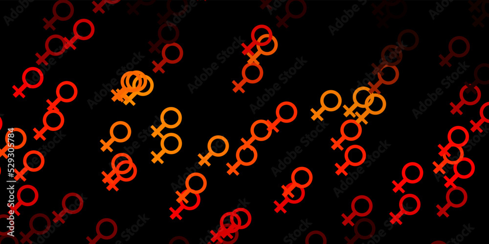 Dark Orange vector pattern with feminism elements.
