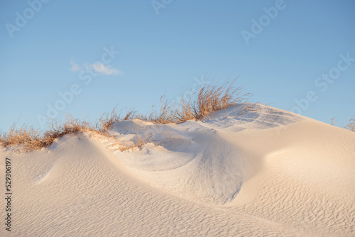 Sand dune at desert against sky photo
