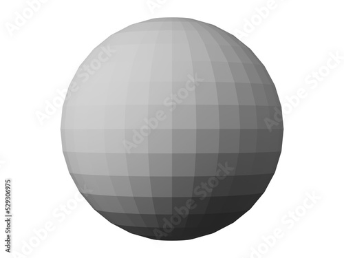 3d render of a polygon sphere . Perferct form with transparent background. Minimalist monochrome design