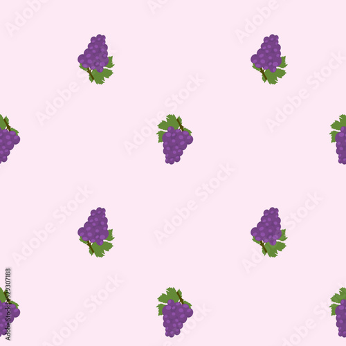 Seamless Grape Fruit Pattern on a light pink backgrund. Fruit Vector, Fruit Pattern