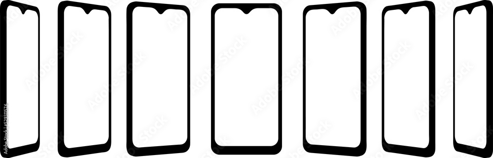 smartphone from every angle.smartphone with transparent screens. transparent background. smartphone from every angle.smartphone with transparent screens. transparent background.