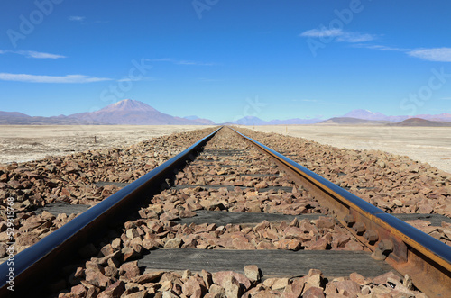 Railway in the desert of Bolivia
