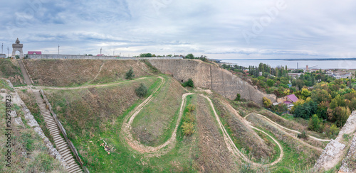 The old wall and the descent to the salt estuary Kuyalnik in Odessa