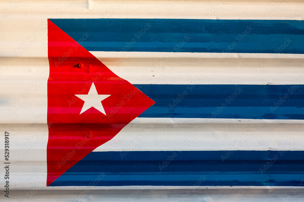 Cuban flag on iron surface