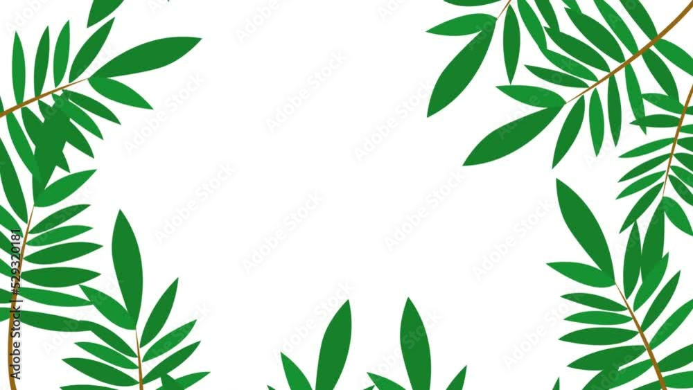 Green leaf frame animation with lots of edges