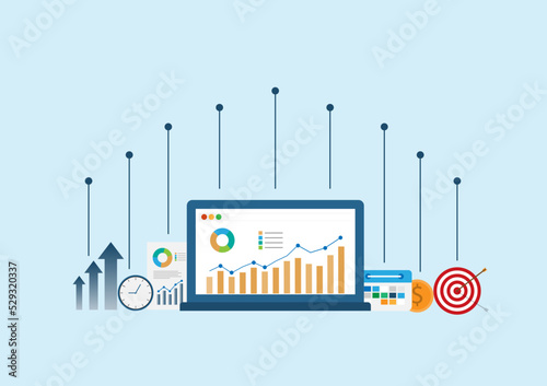 vector illustration infographic long term investment, time investing, success takes time, growth profit, step to investing, process investment, financial investing