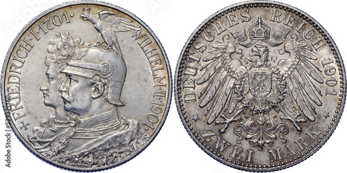 Tableau sur toile GERMANY PRUSSIA, Wilhelm II, 2 Mark 1901, 200th Anniversary - Kingdom of Prussia