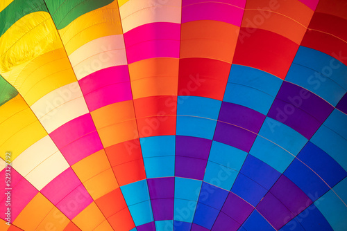 The inside of an inflated hot air balloon colors and patterns